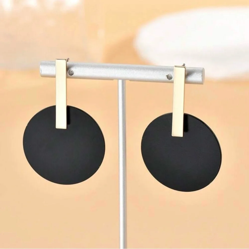 Black and Gold Geometric Statement Earrings